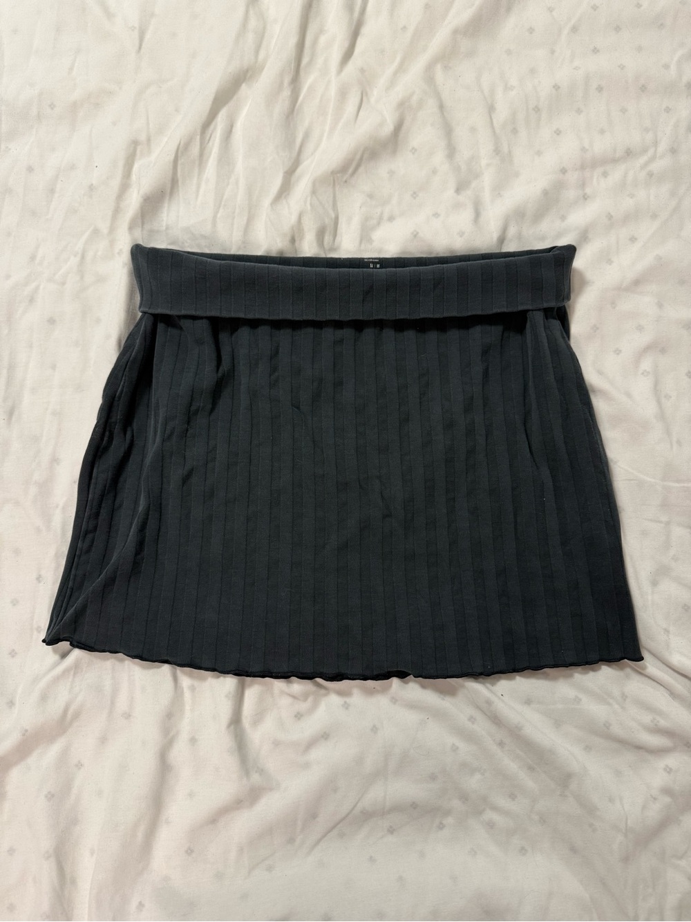 Aerie Ribbed Fold-Over Waist Mini Skirt - Black/Gray
